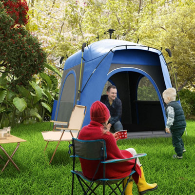 Outsunny 4 Man Pop Up Tent Camping Backpacking Dome Tent, Dark/Grey