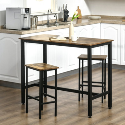 B&Q -  3-Piece Industrial Bar Table SetTable And 2 Chairs Rustic Brown - Image 6