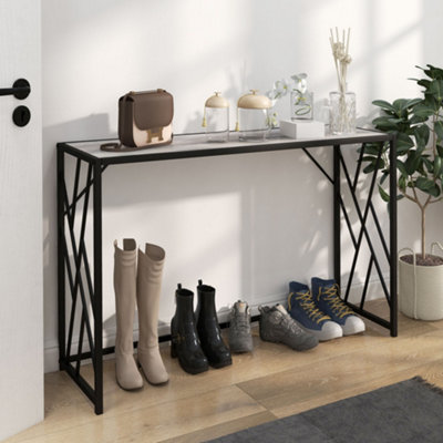 HOMCOM Console Table Industrial Sofa Table Metal Frame Hallway 120 cm Grey - Image 9