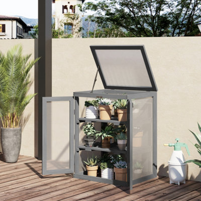 Outsunny 3-Tier Wood Greenhouse Plant Storage Shelf Garden Cold Frame Grow House from B&Q