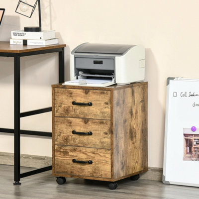 Homcom File Cabinet With 3 DrawersUnder Desk Mobile Filing Cabinet Brown from B&Q