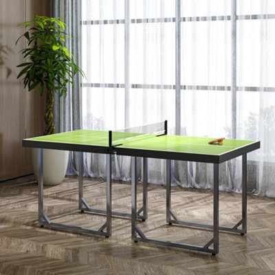 Homcom Tennis Table Ping Pong Foldable With Net Game Steel 182Cm IndoorGreen from B&Q