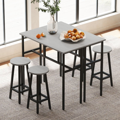 HOMCOM 6-Piece Bar Table Set, 2 Breakfast Tables with 4 Stools, Counter Height Dining Tables & Chairs for Kitchen, Living Room in Grey - Image 12