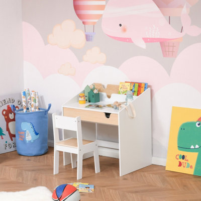 B&Q -  Two-Piece Kids Desk And Chair Set Children Study Table W/ Storage