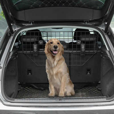 Pawhut Dog Guard For Cars Adjustable Boot Barrier Metal Mesh Pet Headrest, 90-120W X 40.5H Cm