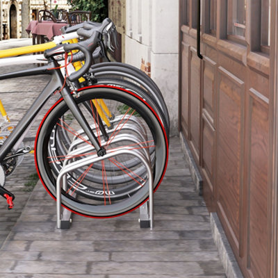 B&Q -  Bike Parking Rack Bicycle Locking Storage Stand For 4 Cycling Silver
