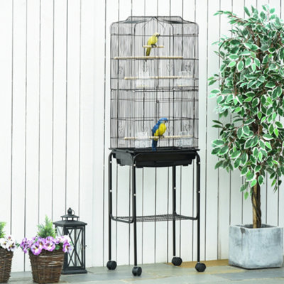 B&Q -  Bird Cage For Budgie Finch Canary Parakeet W/ Stand Sliding Tray Black