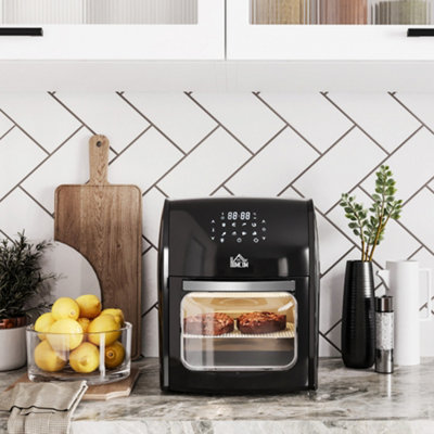 Homcom 12L Air Fryer Oven With 8 Preset Modes Rapid Air Circulation 1800W Black from B&Q