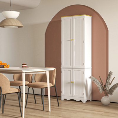 HOMCOM Freestanding Kitchen Cupboard - 4 Doors, 6 Shelves, White MDF Storage Cabinet - 183H x 61W x 30.5D cm - Image 13