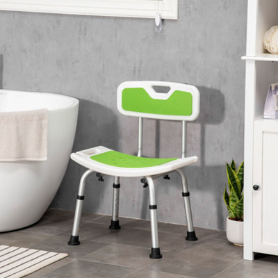 Homcom Unisex Green 6-Level Height Adjustable Shower Chair With Backrest And Shower In - Image 5