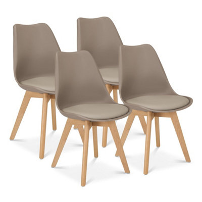 Bravich Rocco Tulip Dining ChairTaupeSet Of 4 from B&Q