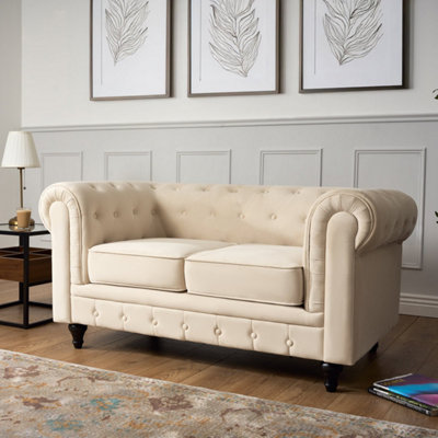 Bravich Chesterfield Velvet Upholstery Button-Tufted 2-Seater Sofa from B&Q