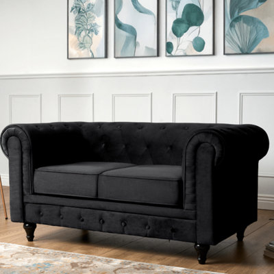 Bravich Chesterfield Velvet Upholstery Button-Tufted 2-Seater Sofa from B&Q