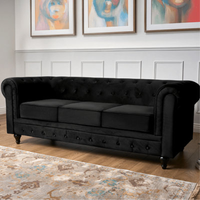 B&Q -  Chesterfield Velvet Button-Tufted 2 & 3 Seater Sofa Set
