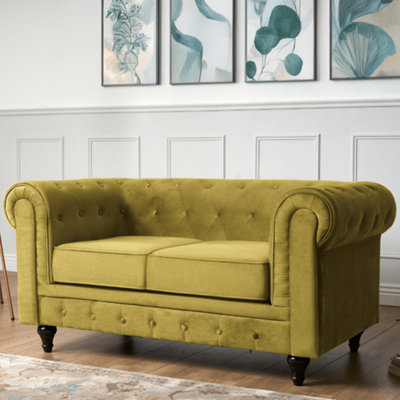 Bravich 2 Seater Chesterfield Sofa - Velvet Gold