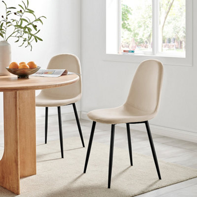 Bravich Ron Velvet Dining ChairIvory White from B&Q