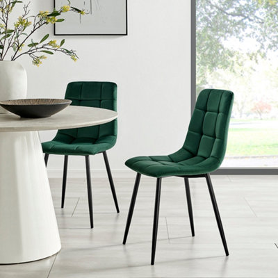 Bravich Velvet Embossed Dining ChairGreen from B&Q