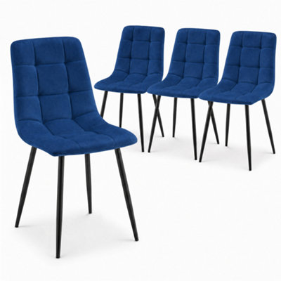 Bravich Luxurious Zurich Blue Velvet Dining Chair With Embossed Design Set Of 4 from B&Q