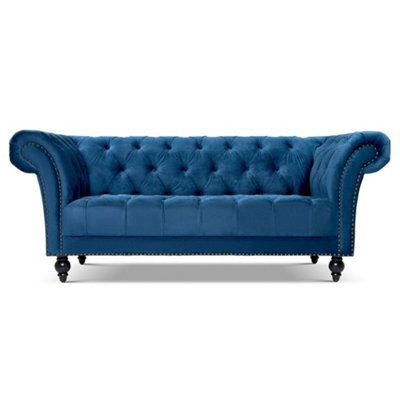 B&Q -  Cambridge Chesterfield 3 Seater SofaVelvet Blue