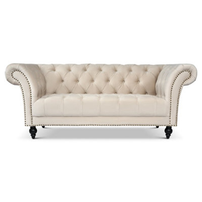 Bravich Cambridge Chesterfield 3 Seater Sofa - Velvet Cream