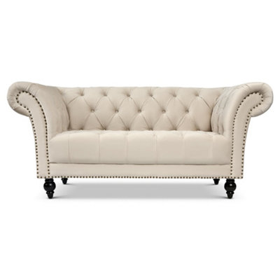 Bravich Cambridge Chesterfield 2 Seater Sofa - Velvet Cream