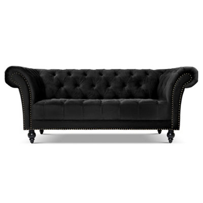 B&Q -  Cambridge Chesterfield 3 Seater SofaVelvet Black
