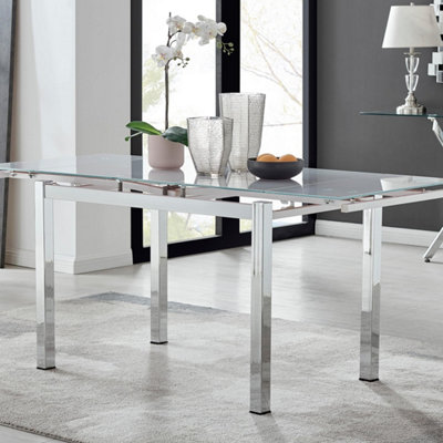 B&Q -  Enna Rectangular White Glass Extending 46 Seater Dining TableExtending Dining TableExtendable Dining Table