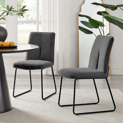 Furniturebox Set Of 2 Dining ChairsHalle Modern Dining ChairsGrey Fabric Black Leg Dining ChairsKitchen Dining Room Chairs from B&Q