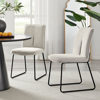 Furniturebox Set Of 2 Halle Chic Taupe Deep Padded Soft And Durable Stitched Fabric Black Powder Coated Metal Leg Dining Chairs from B&Q