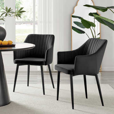 Furniturebox Set Of 2 Dining ChairsCalla Premium Dining ChairsBlack Velvet Black Leg Dining ChairsKitchen Dining Room Chairs from B&Q
