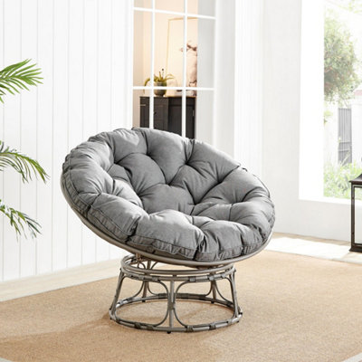 Furniturebox Uk Moon Grey Rattan Garden Papasan Chair In Textured Grey Rattan Weave And Thick Grey CushionSingle Garden Chair from B&Q