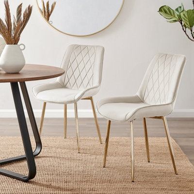 Furniturebox Set Of 2 Dining ChairsPesaro Modern Dining ChairsCream Velvet Gold Leg Dining ChairsKitchen Dining Room Chairs from B&Q