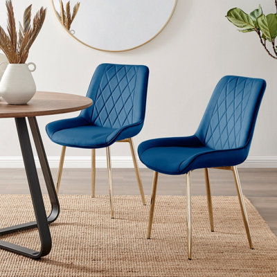 Furniturebox Set Of 2 Dining ChairsPesaro Modern Dining ChairsNavy Velvet Gold Leg Dining ChairsKitchen Dining Room Chairs from B&Q
