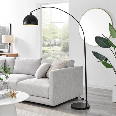 Furniturebox Holden Tall Matte Black Metal Floor Standing Arc Lamp Light With Black Metal Base Including A Rated Energy Efficient Led Bulb from B&Q