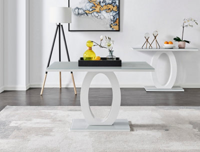 B&Q -  Giovani Rectangular Grey And White High Gloss Glass 4 Seater Dining Table4 Seater Dining TableKitchen Table