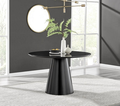 B&Q -  Palma Round Black Semi Gloss 46 Seater Dining TableRound Dining TableRound Dining Table For 6