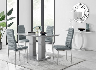 B&Q -  Imperia Rectangular Grey High Gloss 4 Seater Dining Table And ChairsRectangular Dining Table And ChairsDining Set