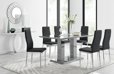 B&Q -  Imperia Rectangular Grey High Gloss 6 Seater Dining Table And ChairsRectangular Dining Table And ChairsDining Set