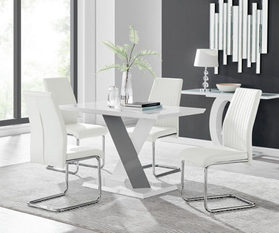 B&Q -  Monza 4 White/grey Dining Table & 4 White Lorenzo Chairs
