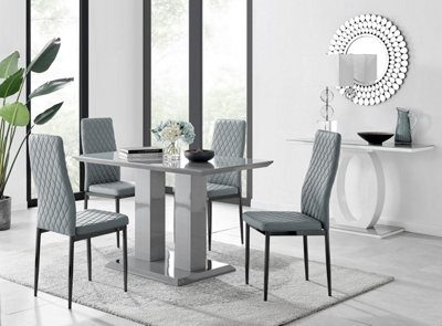 B&Q -  Uk Imperia 4 Grey Dining Table And 4 Grey Milan Black Leg Chairs