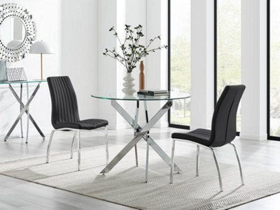 Furniturebox Uk Novara 100Cm Round Dining Table & 2 Black Isco Chairs from B&Q