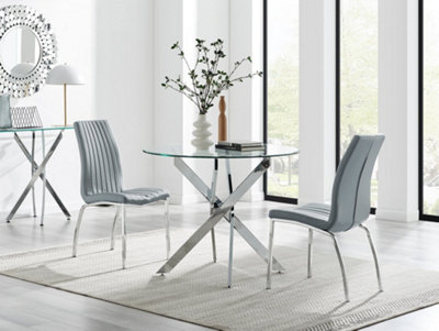 Furniturebox Uk Novara 100Cm Round Dining Table & 2 Elephant Grey Isco Chairs from B&Q