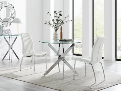 Furniturebox Uk Novara 100Cm Round Dining Table & 2 White Isco Chairs from B&Q