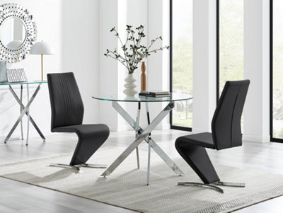 Furniturebox Uk Novara 100Cm Round Dining Table & 2 Black Willow Chairs from B&Q