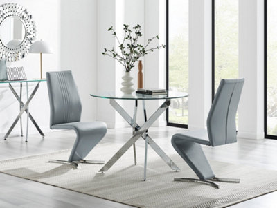 B&Q -  Uk Novara 100Cm Round Dining Table & 2 Elephant Grey Willow Chairs