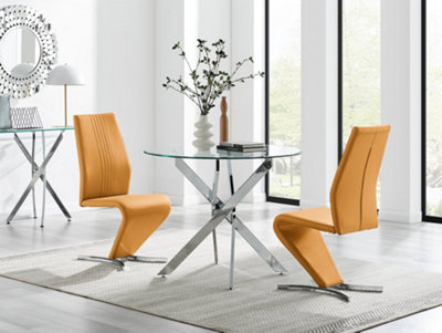 Furniturebox Uk Novara 100Cm Round Dining Table & 2 Mustard Willow Chairs from B&Q