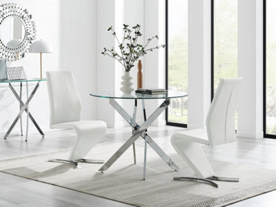 Furniturebox Uk Novara 100Cm Round Dining Table & 2 White Willow Chairs from B&Q