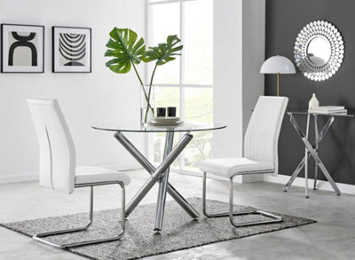 B&Q -  Uk Selina Round Dining Table And 2 White Lorenzo Chairs