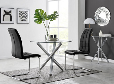 Furniturebox Uk Selina Round Dining Table And 2 Murano Chairs Black