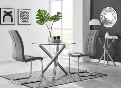 Furniturebox Uk Selina Round Dining Table And 2 Murano Chairs Grey